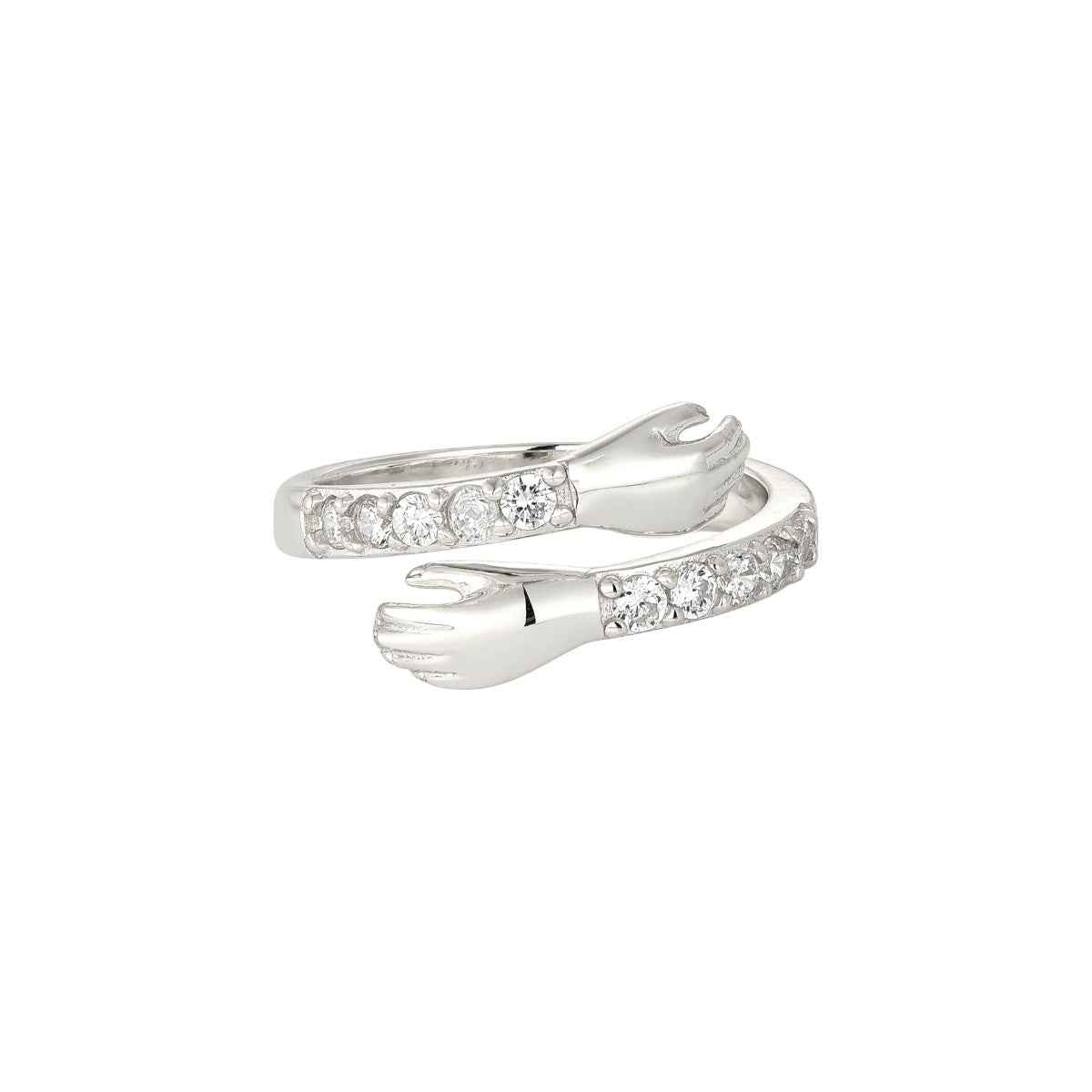 Zirkonia Offener Umarmungsring Liebe - 925 Silber
