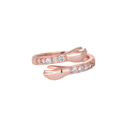 Zirkonia Offener Umarmungsring Liebe - 925 Silber
