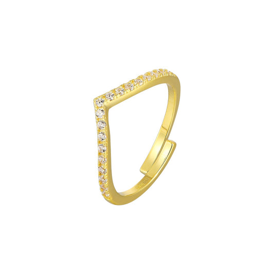 Vielring - Kristall V Ring - 925 Silber - Gold