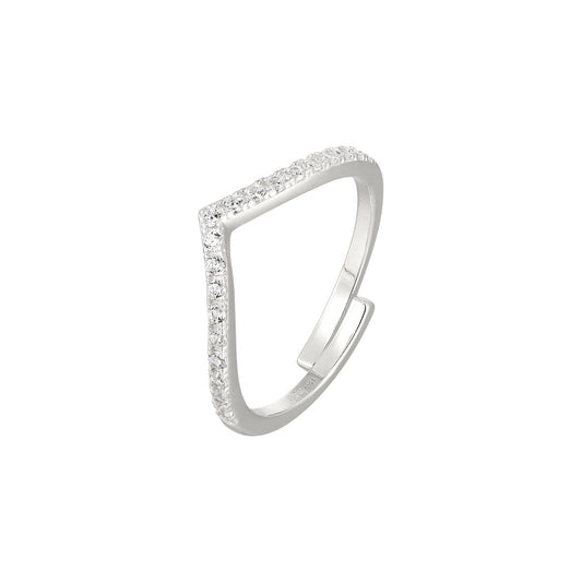 Vielring - Kristall V Ring - 925 Silber - Silber