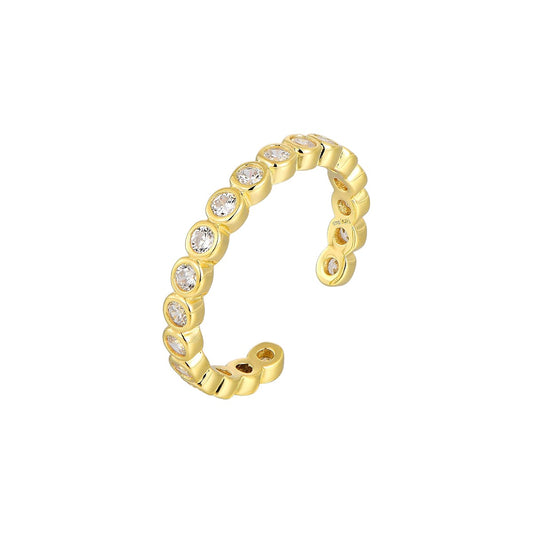 Vielring - Ring mit runden Zirkonia Steinen - 925 Silber - Gold