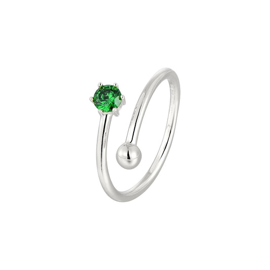 Vielring - Grün Huggie Zirkonia Stein Ring - 925 Silber - Silber