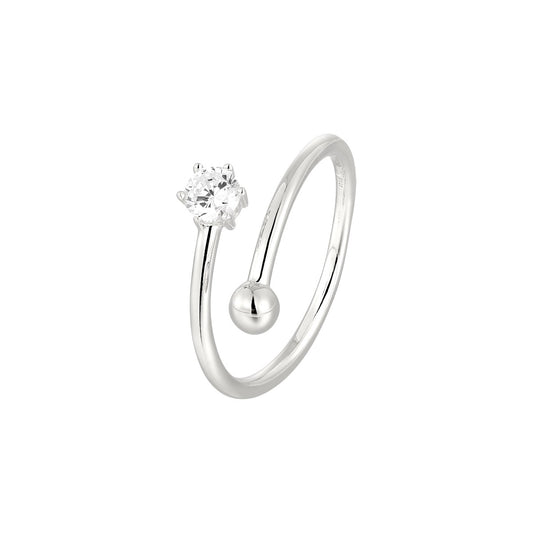 Vielring - Weiß Huggie Zirkonia Stein Ring - 925 Silber - Silber