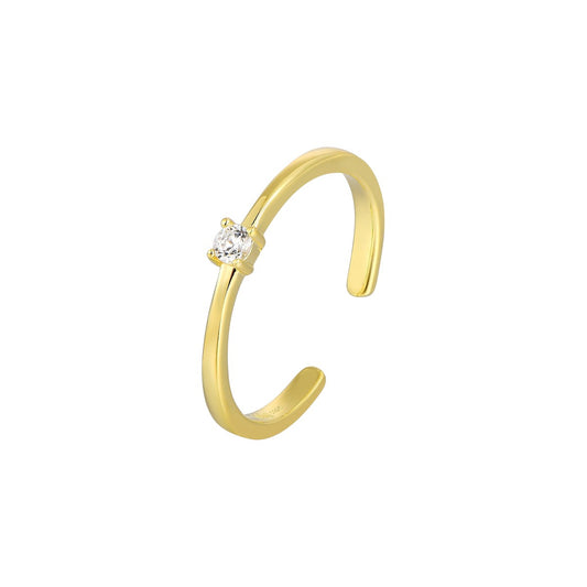 Vielring - Kleiner Zirkonia Stein Ring - 925 Silber - Gold