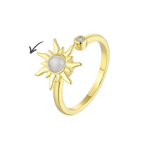 Sonnen Anti-Stress-Ring mit Zirkonia-Steinen – 925 Silber