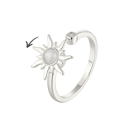 Sonnen Anti-Stress-Ring mit Zirkonia-Steinen – 925 Silber