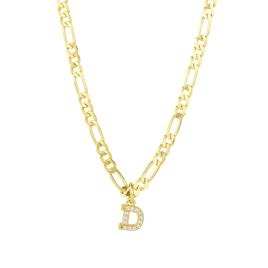 Figaro Buchstaben Zirkonia Halskette - 925 Silber