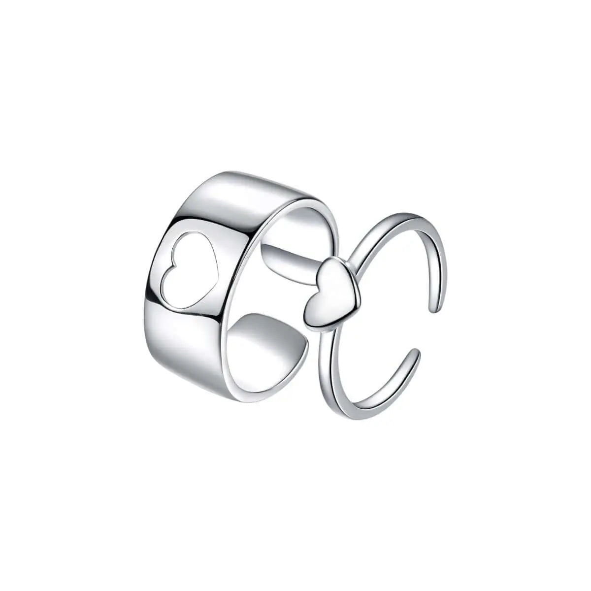 Vielring - Herz Paar Ringe Silber 925 • Paar Ringe • Liebes Partner Ringe - Silber / Kupfer