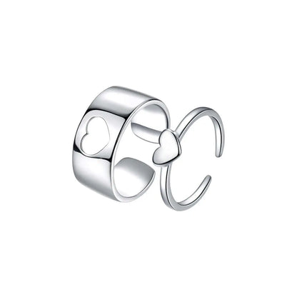 Vielring - Herz Paar Ringe Silber 925 • Paar Ringe • Liebes Partner Ringe - Silber / Kupfer