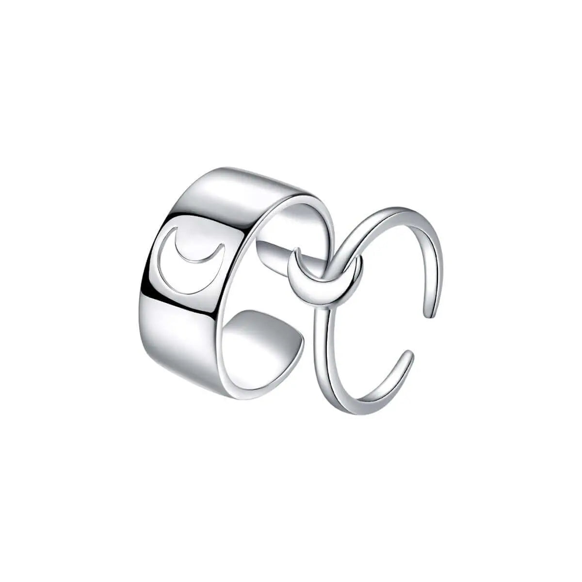 Vielring - Mond Paar Ringe Silber 925 • Paar Ringe - Silber / Kupfer