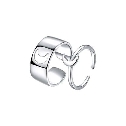 Vielring - Mond Paar Ringe Silber 925 • Paar Ringe - Silber / Kupfer