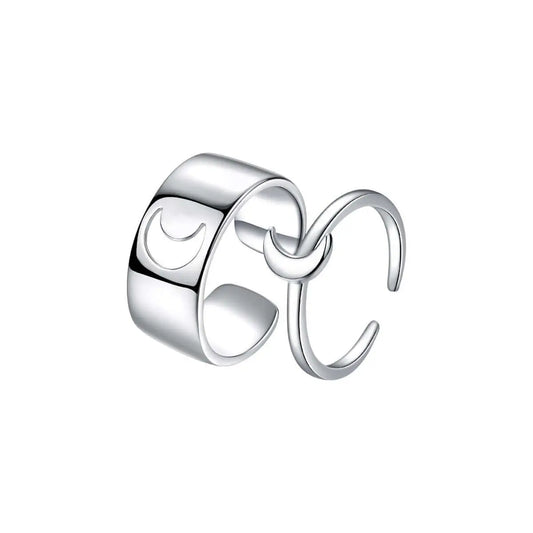 Vielring - Mond Paar Ringe Silber 925 • Paar Ringe - Silber / Kupfer