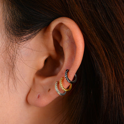 Klassischer Zirkonia Ear Cuff - 925 Silber