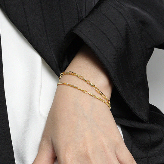 Doppeltes Glieder Armband - 925 Silber