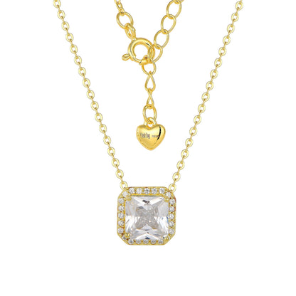 Vielring - Quadratische Zirkonia Halskette - 925 Silber - Gold