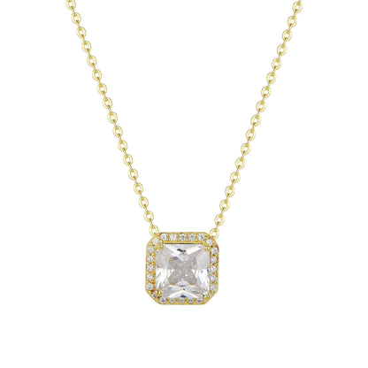Vielring - Quadratische Zirkonia Halskette - 925 Silber - Gold