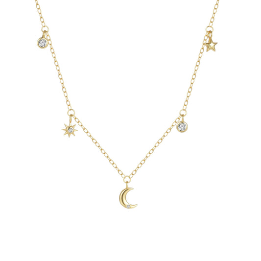 Vielring - Mond Stapelhalskette - 925 Silber - Gold