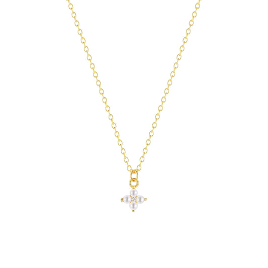 Vielring - Perlen Stern Halskette - 925 Silber - Gold