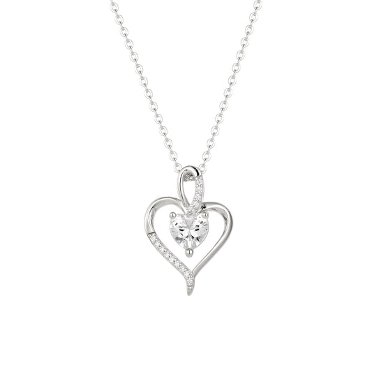 Herz Zirkonia Halskette mit Herz Stein - 925 Silber