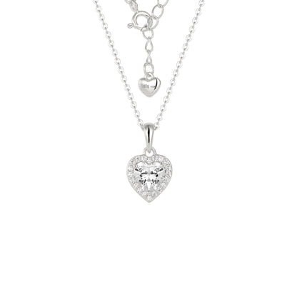 Kristall Herzhalskette - 925 Silber