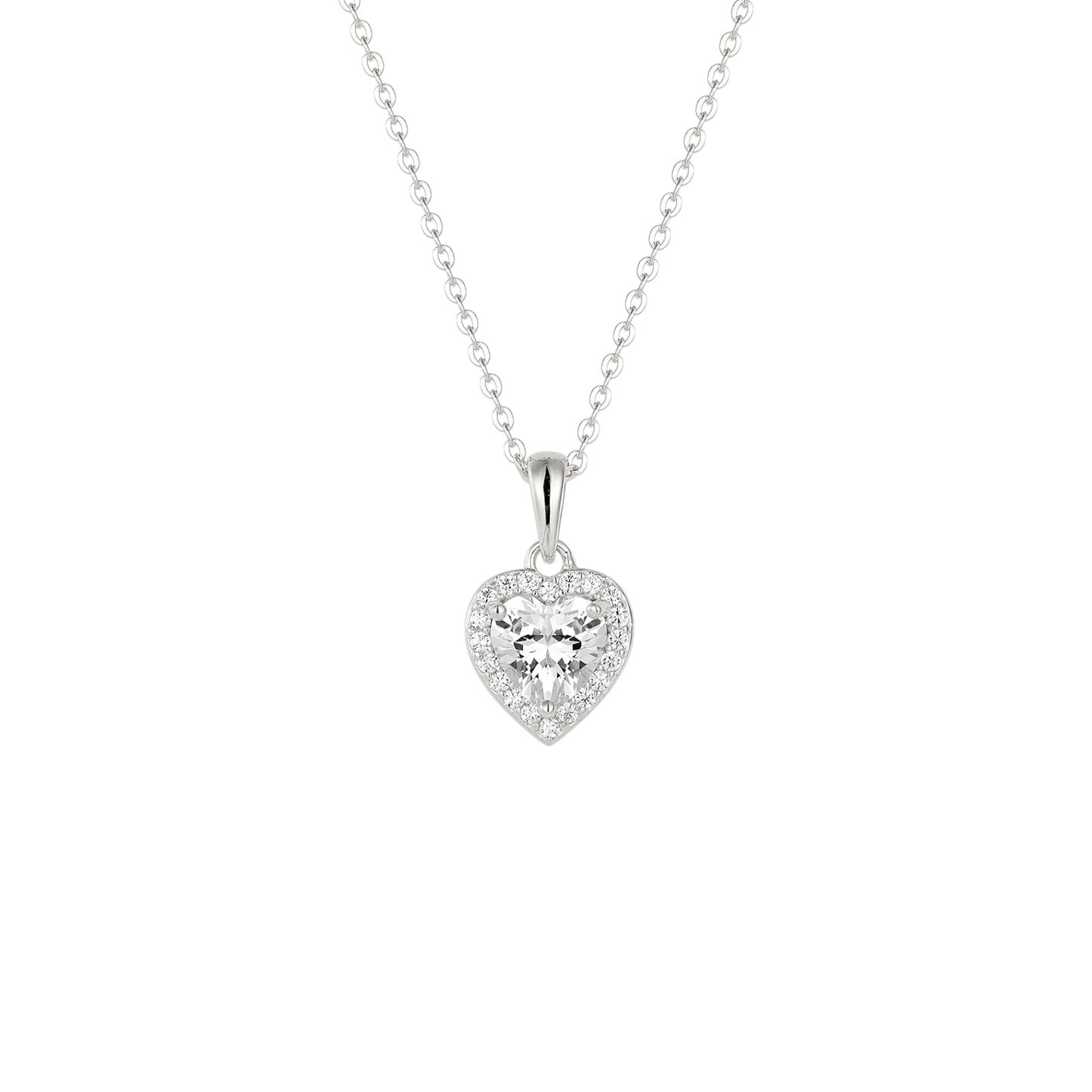 Kristall Herzhalskette - 925 Silber