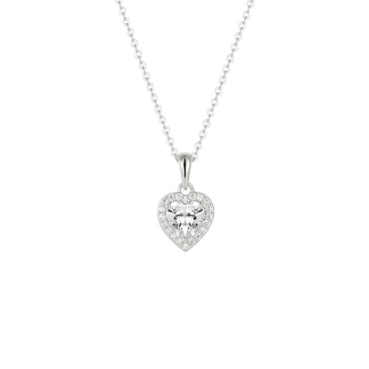 Kristall Herzhalskette - 925 Silber