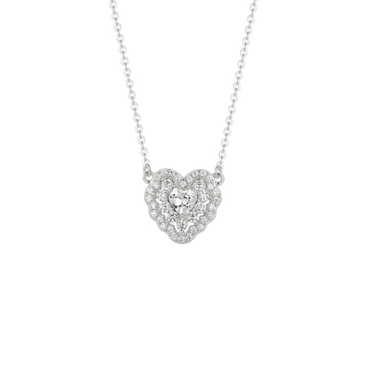 Square Zirconia Necklace - 925 Silver