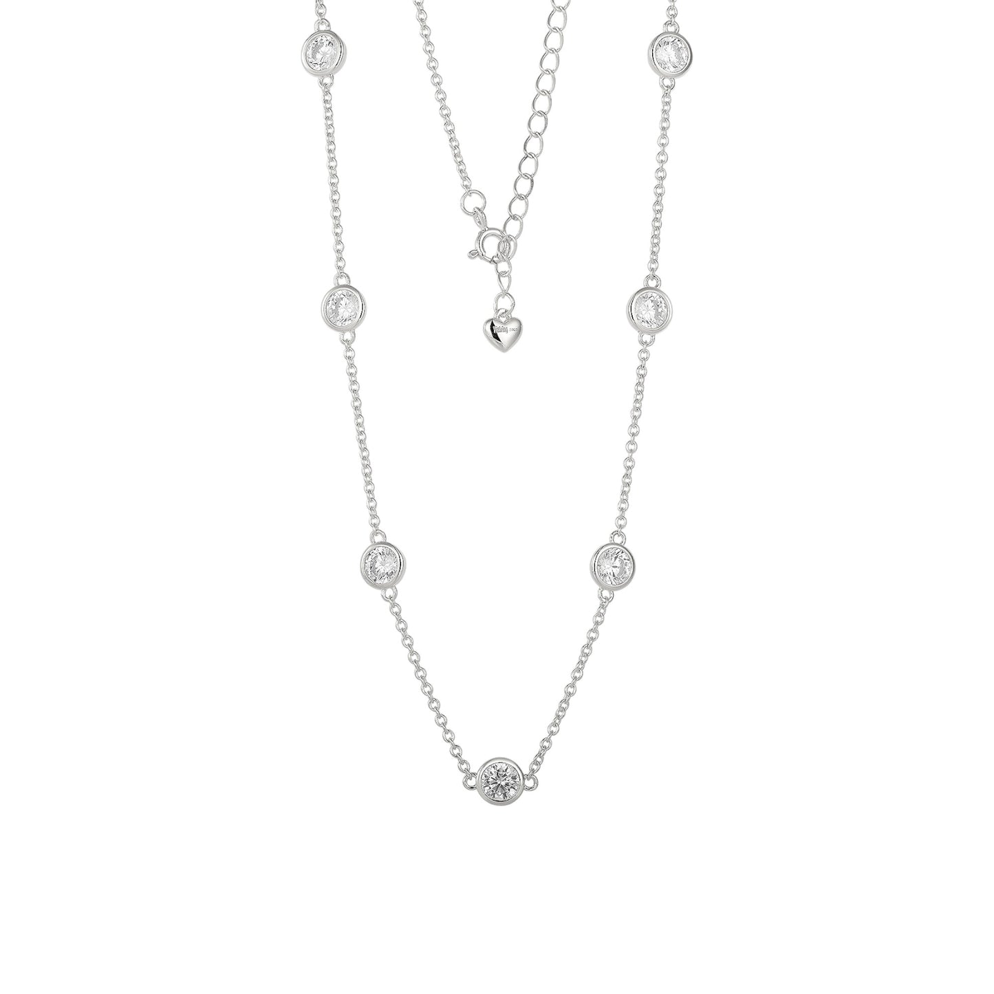 Square Zirconia Necklace - 925 Silver