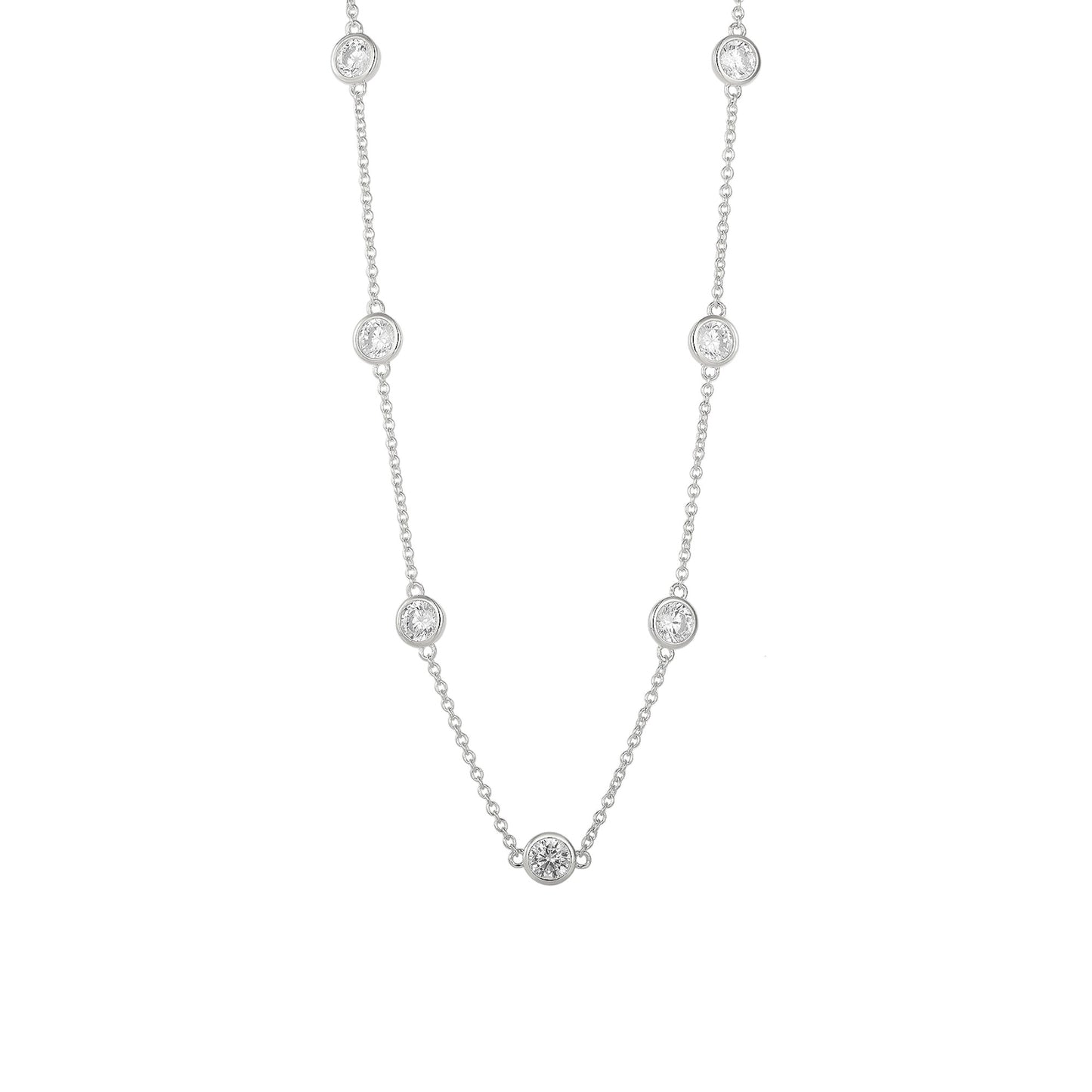 Square Zirconia Necklace - 925 Silver