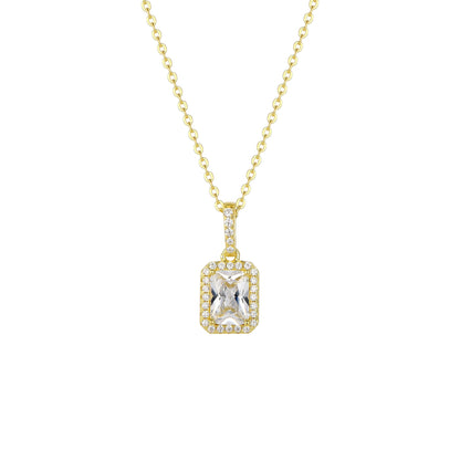 Square Zirconia Necklace - 925 Silver