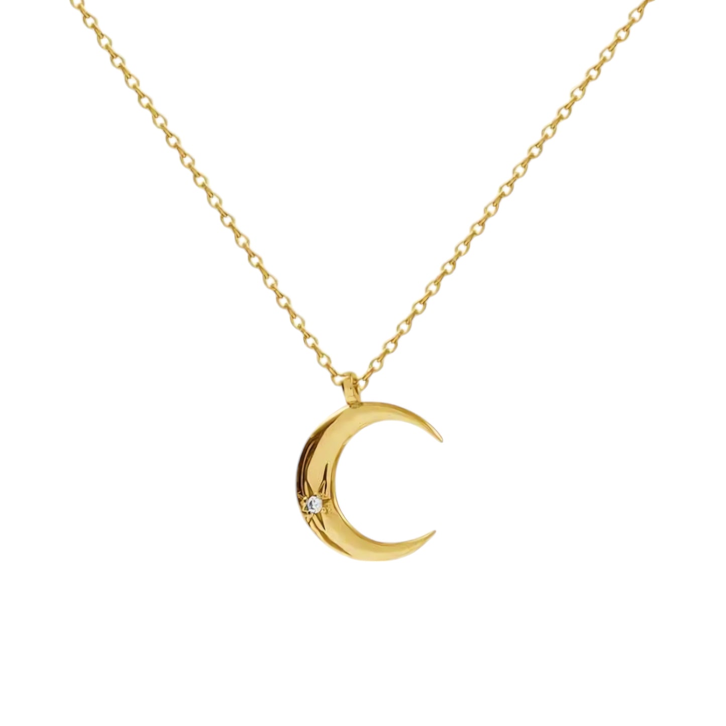 Vielring - Zierliche Mond Halskette Gold • Kette mit Mondanhänger - Gold