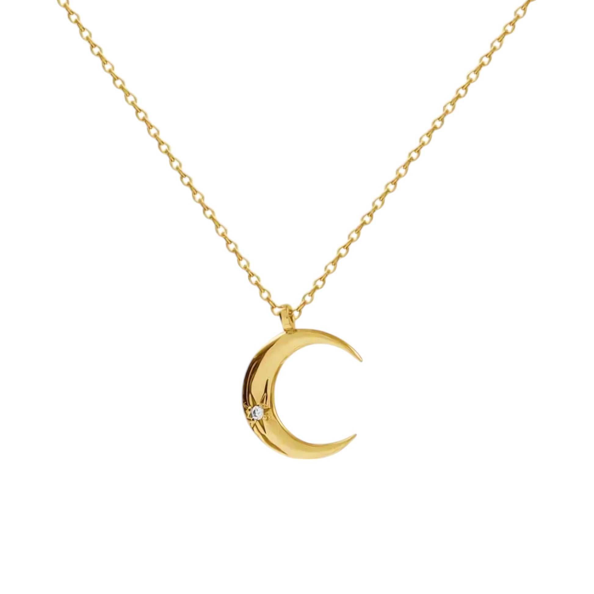 Vielring - Zierliche Mond Halskette Gold • Kette mit Mondanhänger - Gold