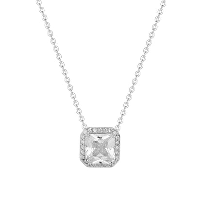 Vielring - Quadratische Zirkonia Halskette - 925 Silber - Silber
