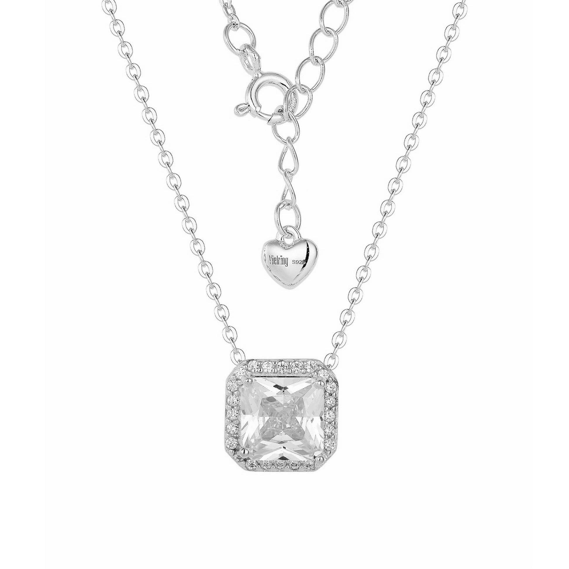 Vielring - Quadratische Zirkonia Halskette - 925 Silber - Gold