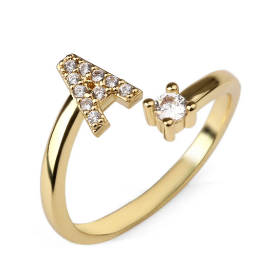 Gold-plated initial letter ring • 925 Sterling Silver