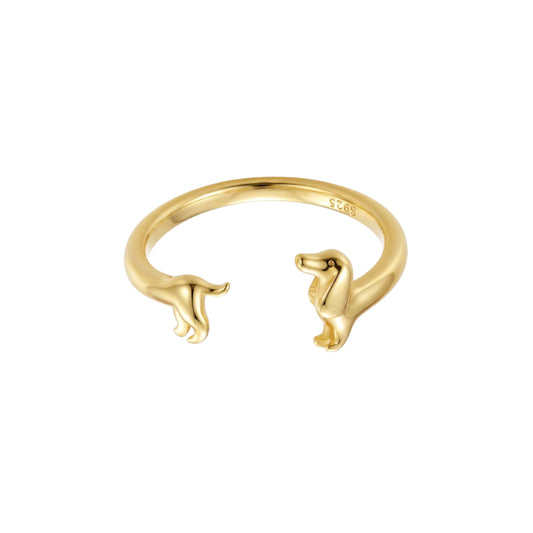 Gold Abstract Ring • 925 Sterling Silver Open Ring