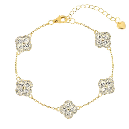 Volles Klee Zirkonia Armband - 925 Silber