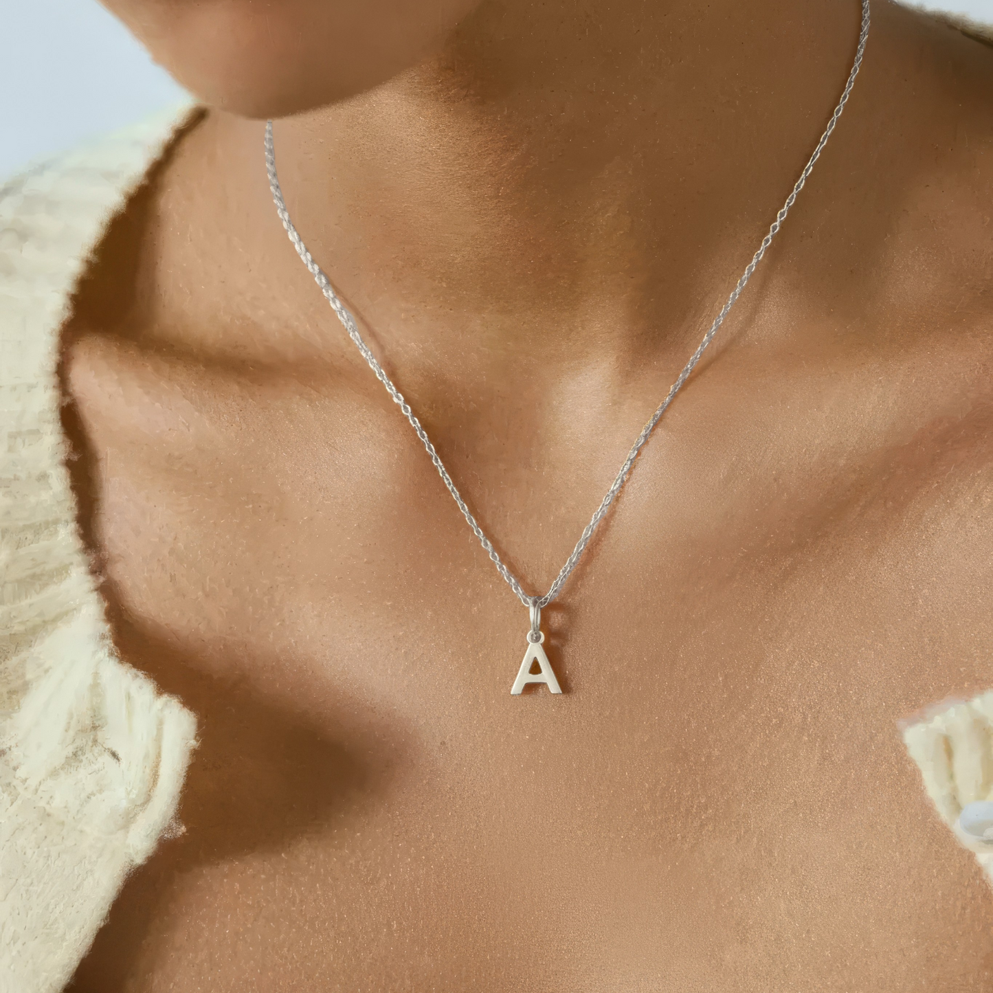 Buchstaben Anhänger Halskette - 925 Silber