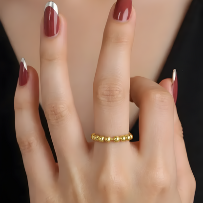 Perlen Drehbarer Ring - Edelstahl