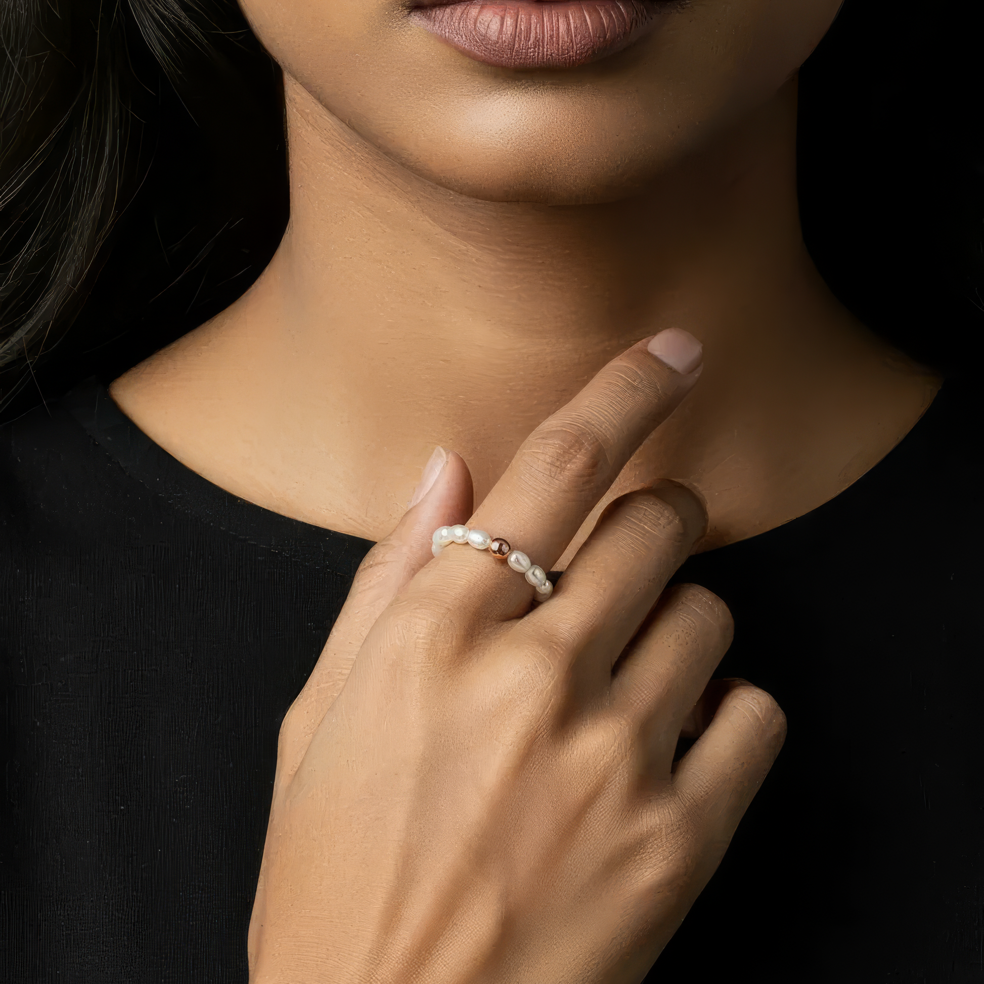 Vielring - Kugel Süßwasserperlen Anti-Stress-Ring – 925 Silber - Gold