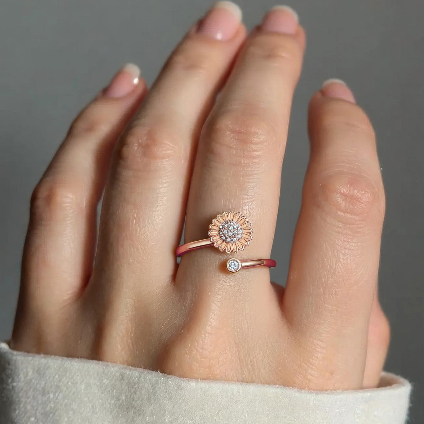 Blüten Perle Anti-Stress-Ring – 925 Silber