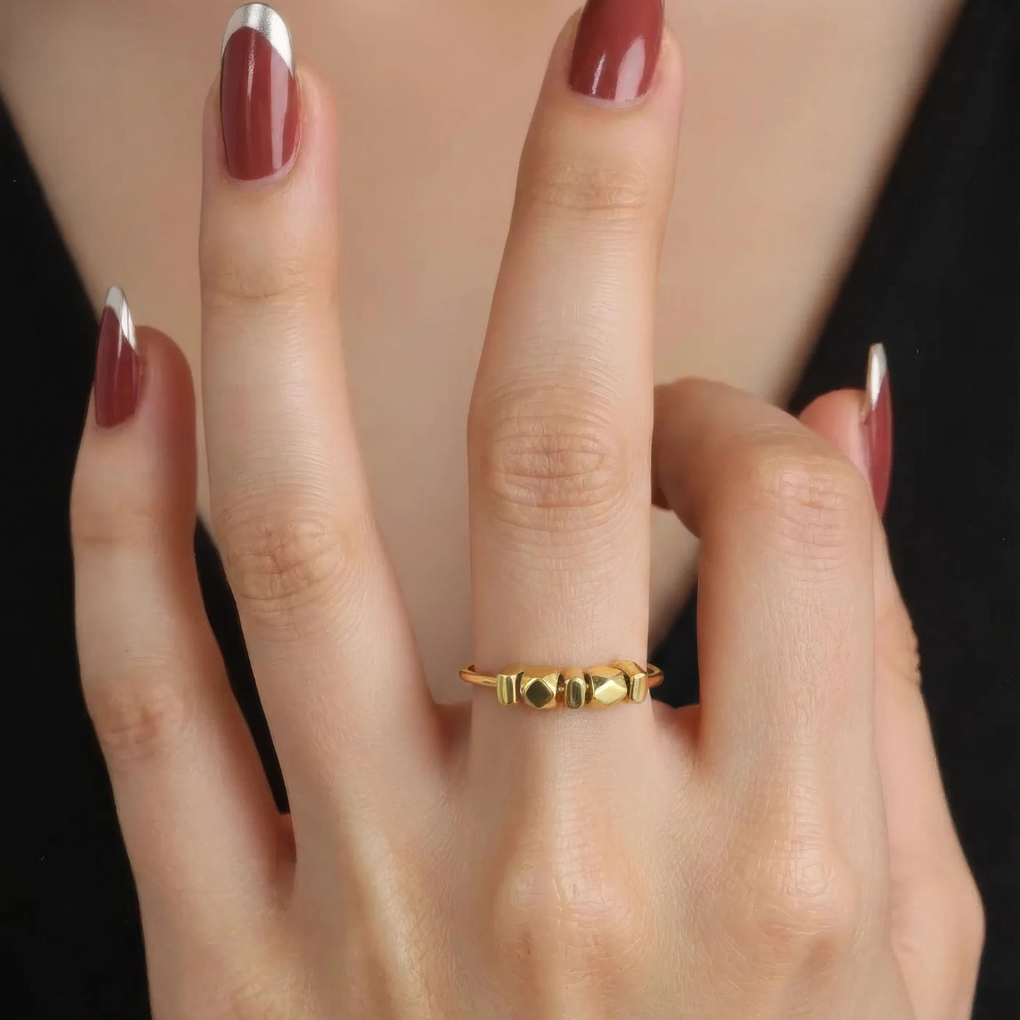 Geometrischer Anti-Stress-Ring – 925 Silber