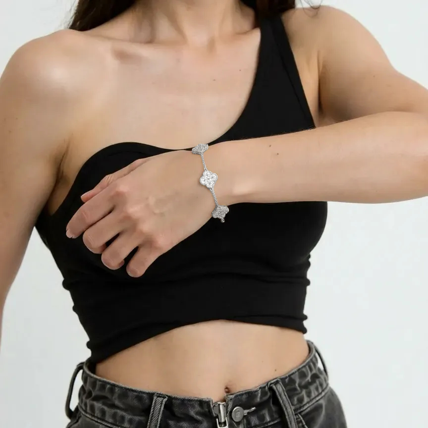 Volles Klee Zirkonia Armband - 925 Silber