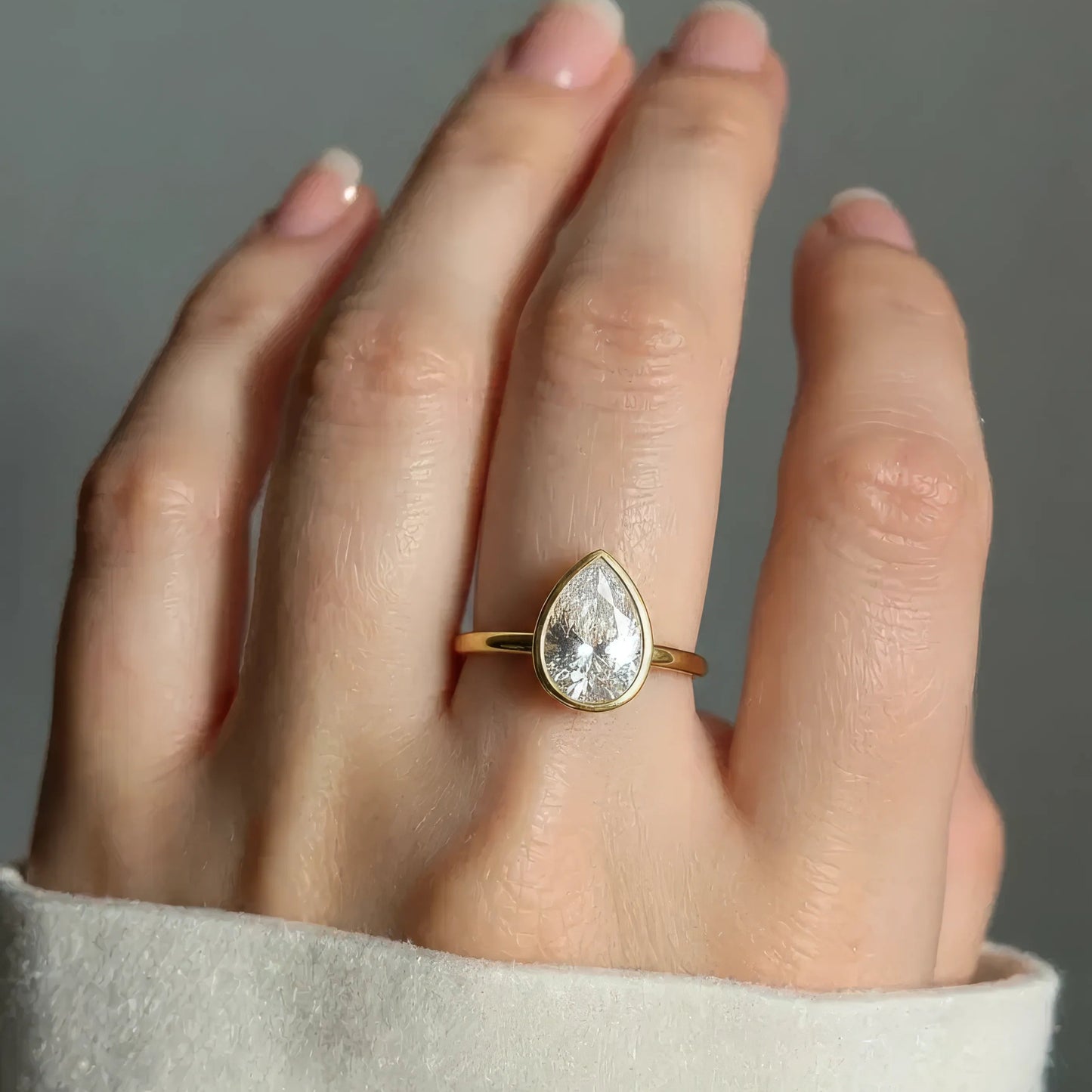 Offener Solitär Kristall Ring - 925 Silber