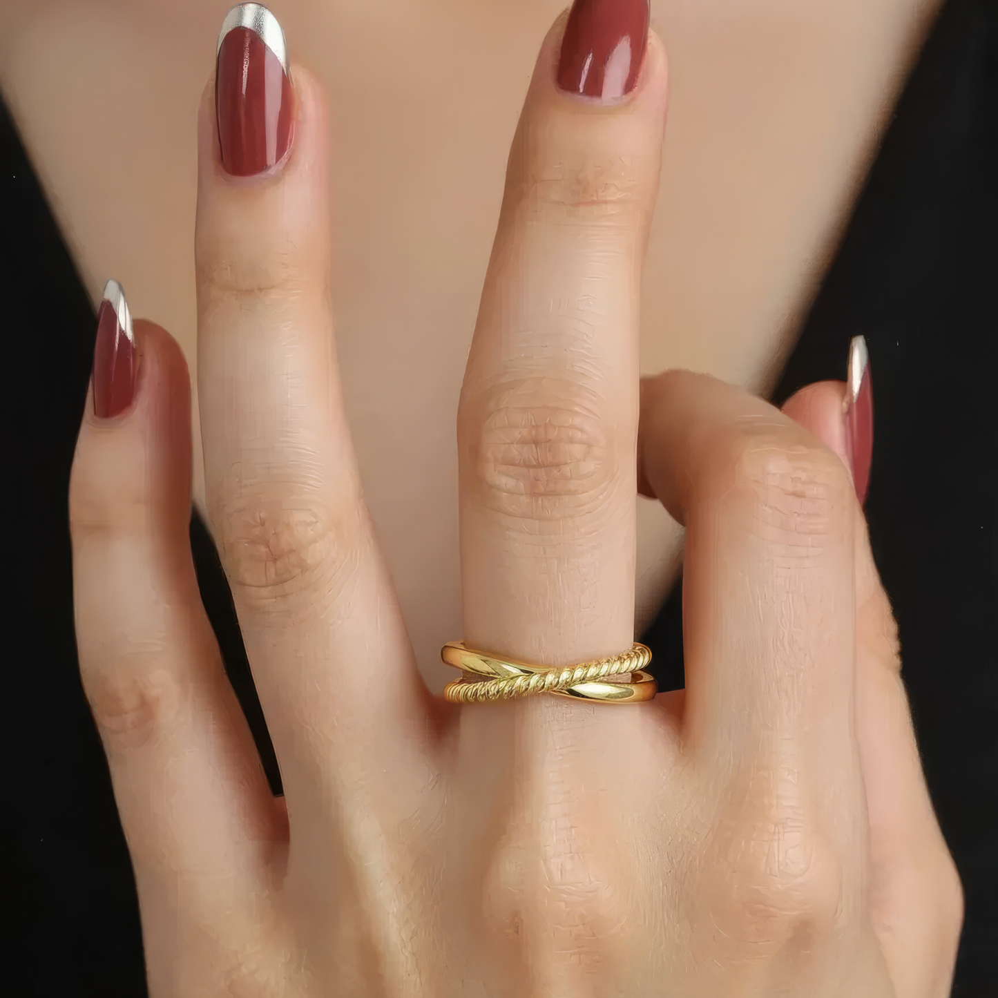 Vielring - Polierter & gedrehter Anti-Stress-Ring – 925 Silber - Gold