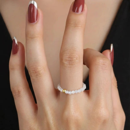 Weißer Naturstein Anti-Stress-Ring – 925 Silber
