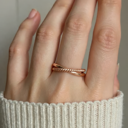Vielring - Polierter & gedrehter Anti-Stress-Ring – 925 Silber - Gold