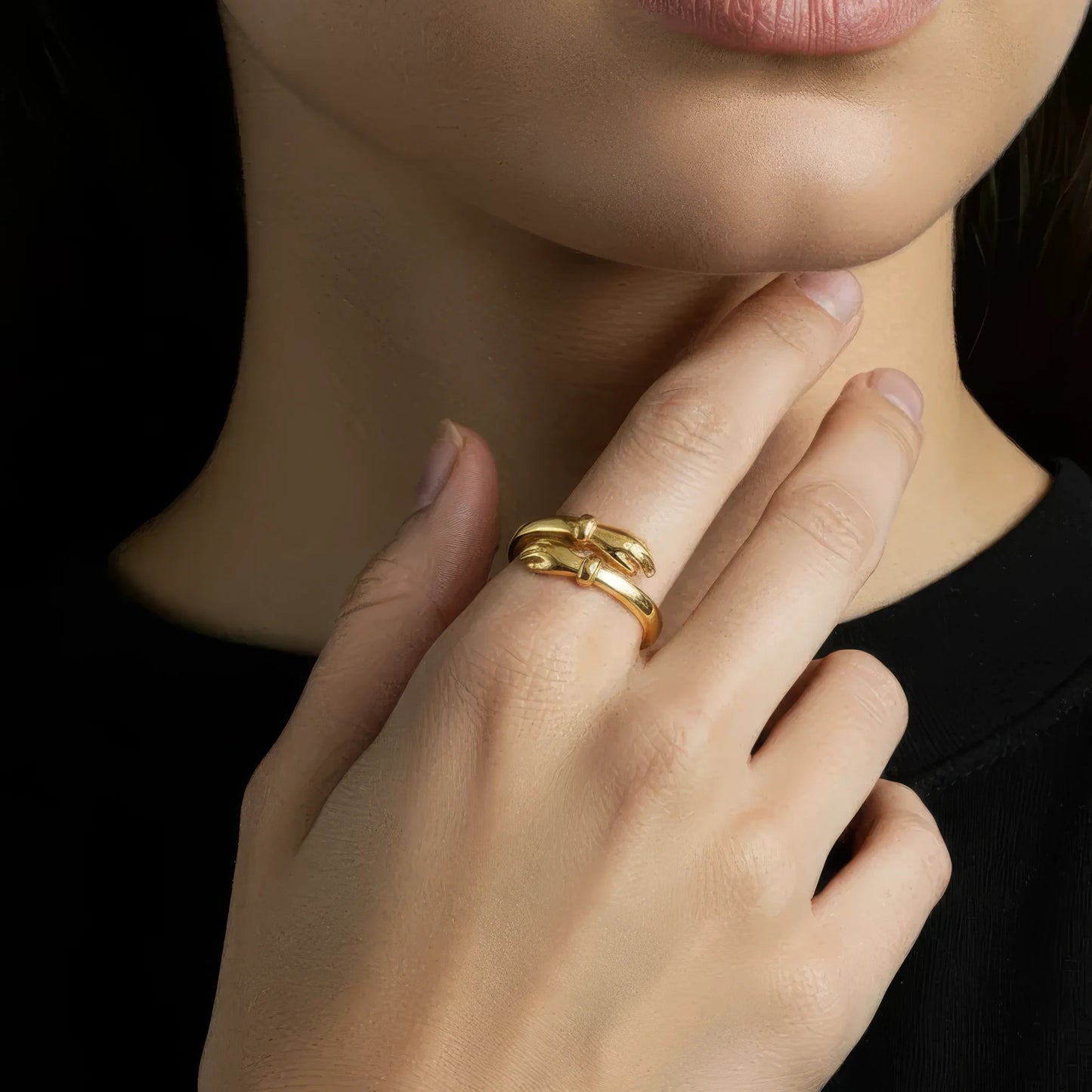 Vielring - Offener Umarmungsring (Liebe) Anti-Stress-Ring – 925 Silber - Gold