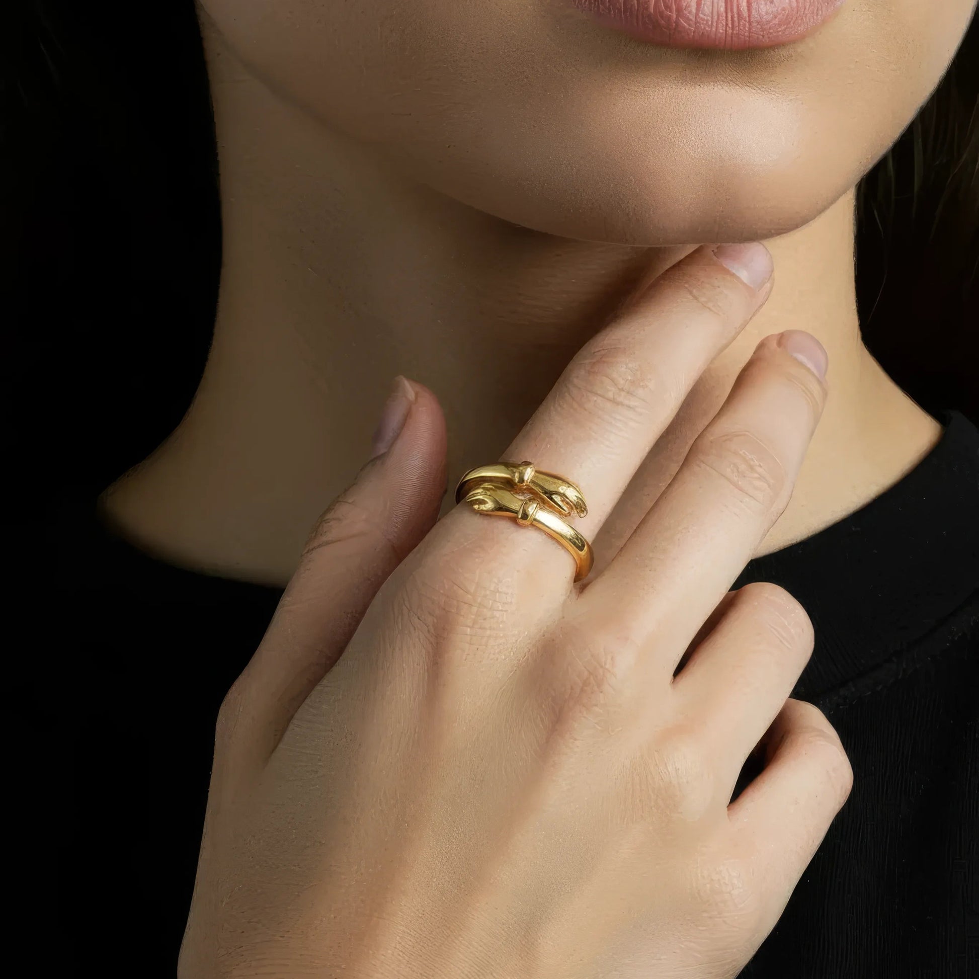 Vielring - Offener Umarmungsring (Liebe) Anti-Stress-Ring – 925 Silber - Gold
