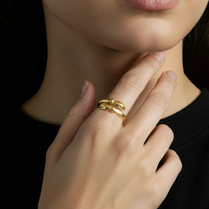 Vielring - Offener Umarmungsring (Liebe) Anti-Stress-Ring – 925 Silber - Gold